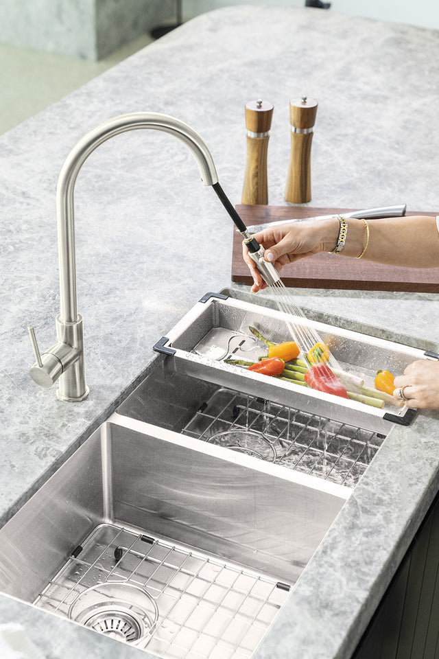 Lavello Kitchen Sink Colander - PVD Brushed Nickel (SKU: MCO-01-PVDBN) by Meir