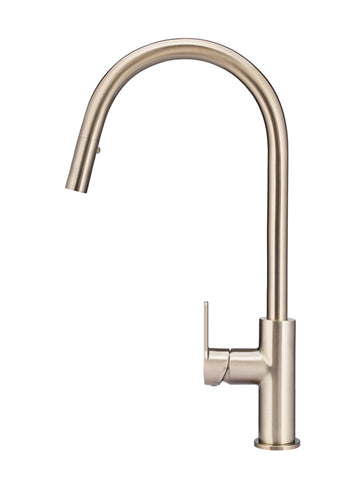 Round Paddle Piccola Pull Out Kitchen Mixer Tap - Champagne