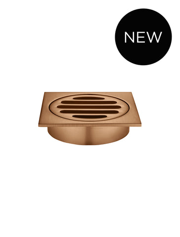 Square Floor Grate Shower Drain 80mm outlet - Lustre Bronze