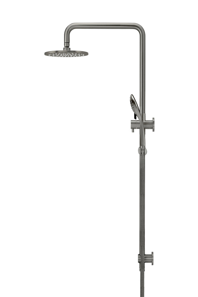 Round Combination Shower Rail 200mm Rose, Three Function Hand Shower - Shadow Gunmetal (SKU: MZ0704-PVDGM) by Meir