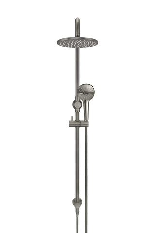 Round Combination Shower Rail 200mm Rose, Three Function Hand Shower - Shadow Gunmetal