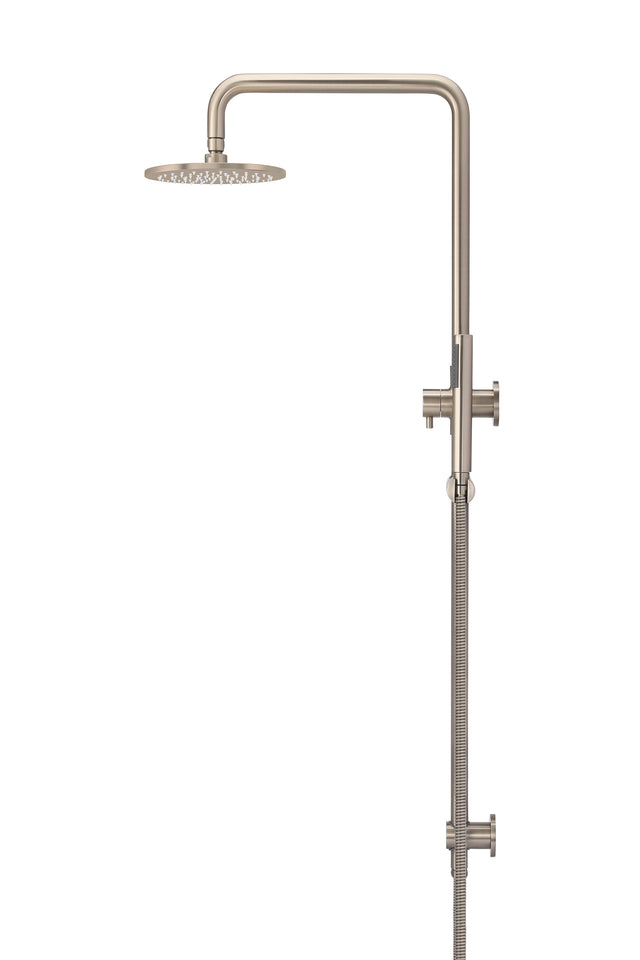 Round Combination Shower Rail, 200mm Rose, Single Function Hand Shower - Champagne (SKU: MZ0704-R-CH) by Meir