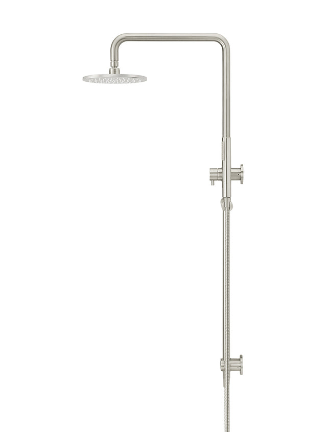 Round Combination Shower Rail, 200mm Rose, Single Function Hand Shower - PVD Brushed Nickel (SKU: MZ0704-R-PVDBN) by Meir