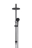Round Combination Shower Rail, 200mm Rose, Three-Function Hand Shower - Matte Black - MZ0704