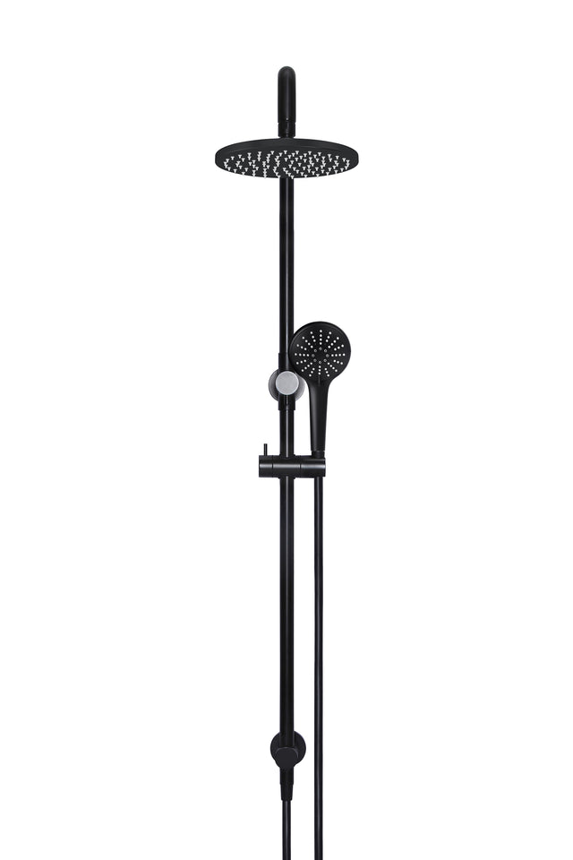 Round Combination Shower Rail, 200mm Rose, Three-Function Hand Shower - Matte Black (SKU: MZ0704) by Meir