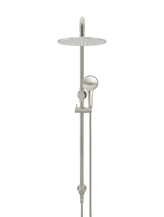 Round Combination Shower Rail 300mm Rose, Three Function Hand Shower - PVD Brushed Nickel (SKU: MZ0706-PVDBN) by Meir