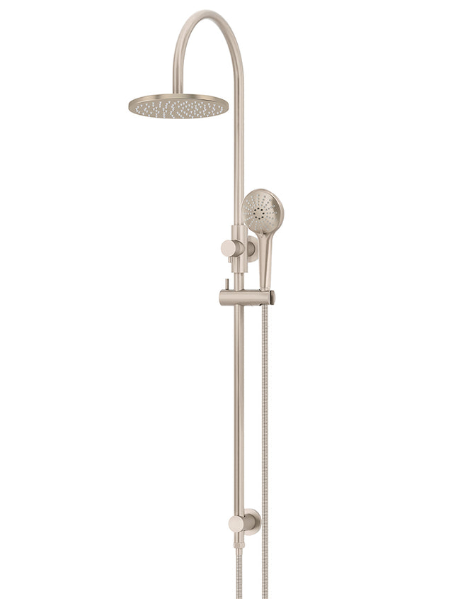 Round Gooseneck Shower Set with 200mm rose, Three-Function Hand Shower - Champagne (SKU: MZ0904-CH) by Meir