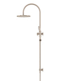 Round Gooseneck Shower Set with 200mm rose, Three-Function Hand Shower - Champagne - MZ0904-CH