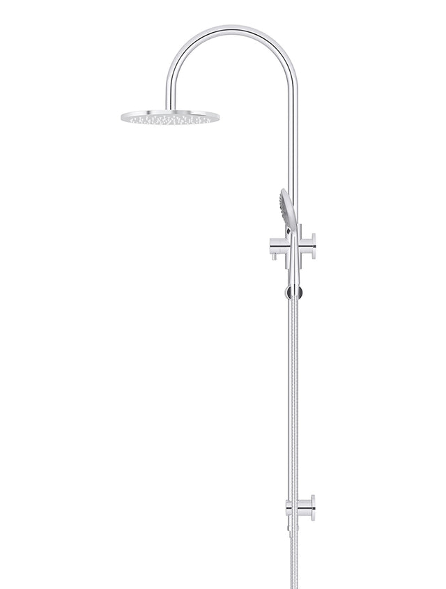 Round Gooseneck Shower Set with 200mm rose, Three-Function Hand Shower - Polished Chrome (SKU: MZ0904-C) by Meir