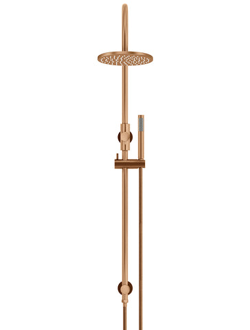 Round Gooseneck Shower Set with 200mm rose, Single-Function Hand Shower - Lustre Bronze