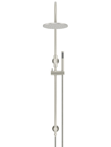 Round Gooseneck Shower Set with 200mm rose, Single-Function Hand Shower - PVD Brushed Nickel