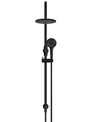 Round Gooseneck Shower Set with 200mm rose, Three-Function Hand Shower - Matte Black