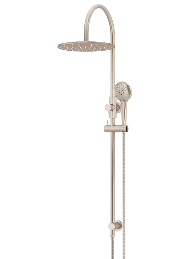 Round Gooseneck Shower Set with 300mm rose, Three-Function Hand Shower - Champagne (SKU: MZ0906-CH) by Meir