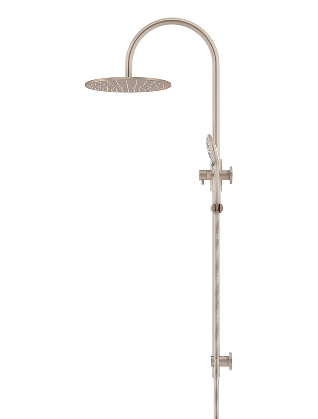 Round Gooseneck Shower Set with 300mm rose, Three-Function Hand Shower - Champagne (SKU: MZ0906-CH) by Meir