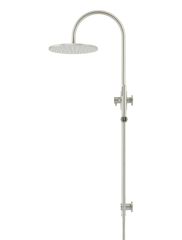 Round Gooseneck Shower Set with 300mm rose, Single-Function Hand Shower - PVD Brushed Nickel (SKU: MZ0906-R-PVDBN) by Meir