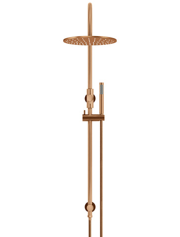Round Gooseneck Shower Set with 300mm rose, Single-Function Hand Shower - Lustre Bronze