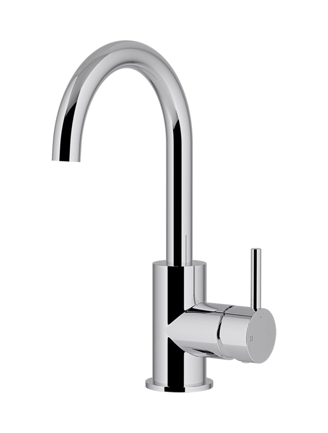 Round Gooseneck Basin Mixer with Cold Start - Polished Chrome (SKU: MB17-C) by Meir
