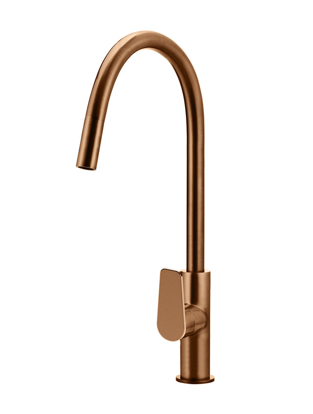 Round Paddle Piccola Pull Out Kitchen Mixer Tap - PVD Lustre Bronze (SKU: MK17PD-PVDBZ) by Meir