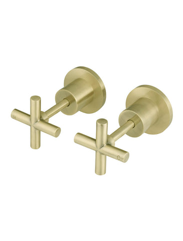 Round Cross Handle Jumper Valve Wall Top Assemblies - PVD Tiger Bronze