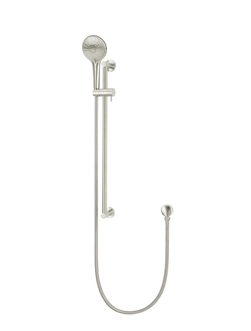 Round Three Function Hand Shower on Rail Column - PVD Brushed Nickel