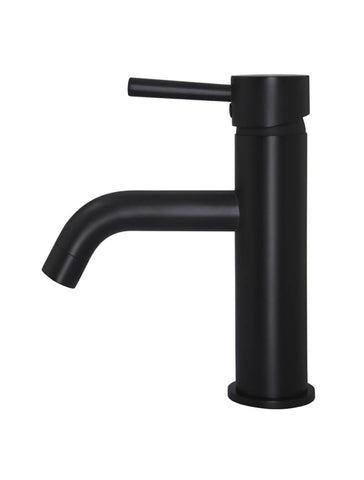 Round Matte Black Basin Mixer with curved spout