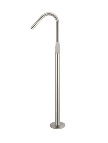 Round Paddle Freestanding Bath Spout and Hand Shower - PVD Brushed Nickel