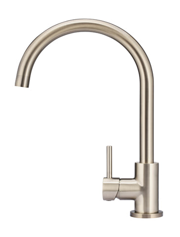 Round Gooseneck Kitchen Mixer Tap - Champagne