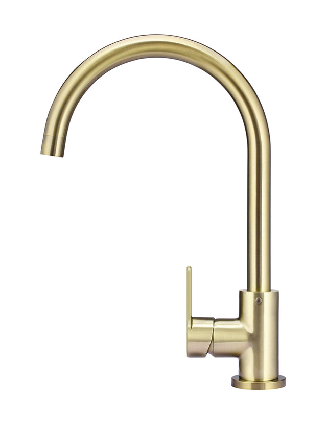 Round Gooseneck Kitchen Mixer Tap with Paddle Handle - PVD Tiger Bronze (SKU: MK03PD-PVDBB) by Meir