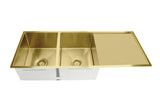 Lavello Kitchen Sink - Double Bowl & Drainboard 1160 x 440 - Brushed Bronze Gold - MKSP-D1160440D-BB