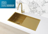 Lavello Kitchen Sink - Single Bowl & Drainboard 840 x 440 - Brushed Bronze Gold - MKSP-S840440D-BB