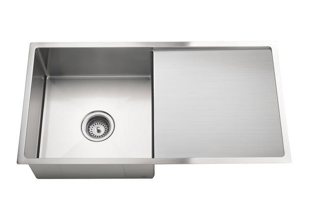 Lavello Kitchen Sink - Single Bowl & Drainboard 840 x 440 - PVD Brushed Nickel (SKU: MKSP-S840440D-NK) by Meir