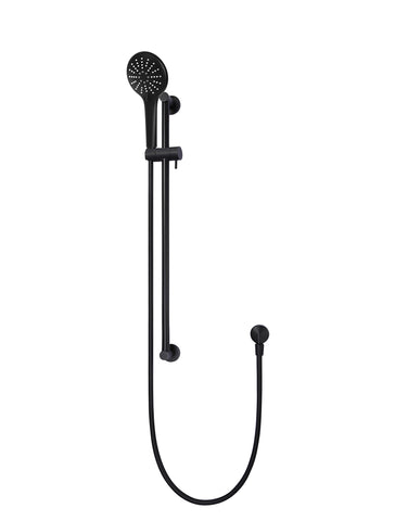 Round Three Function Hand Shower on Rail Column - Matte Black