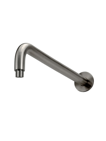 Round Wall Shower Curved Arm 400mm - Shadow Gunmetal