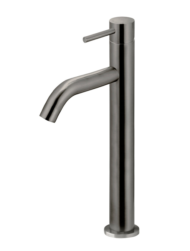 Piccola Tall Basin Mixer Tap with 130mm Spout - Shadow Gunmetal (SKU: MB03XL.01-PVDGM) by Meir