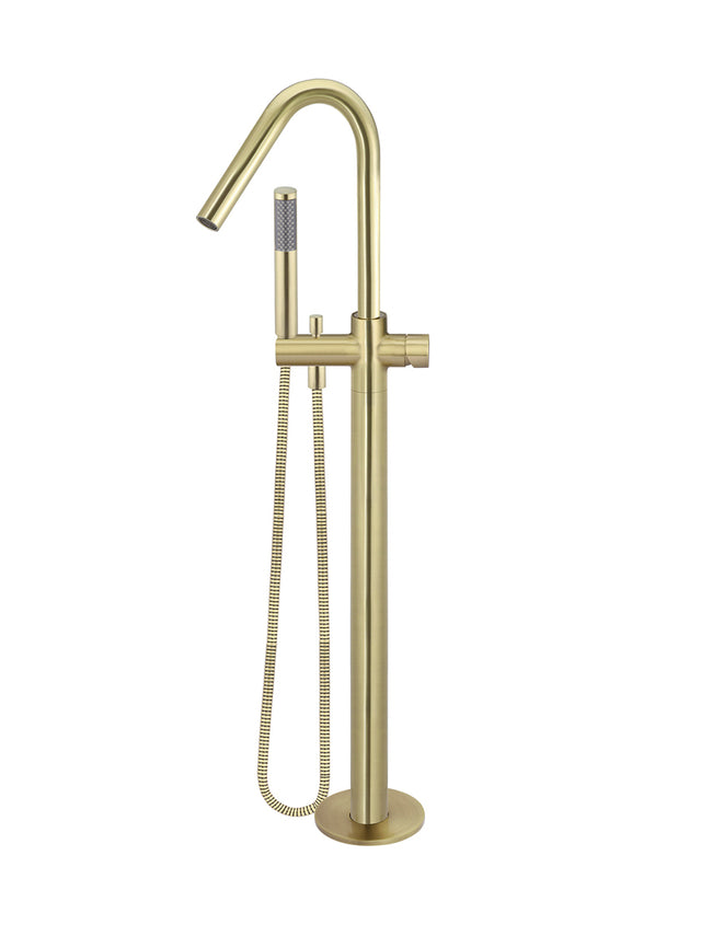 Round Pinless Freestanding Bath Spout and Hand Shower - PVD Tiger Bronze (SKU: MB09PN-PVDBB) by Meir