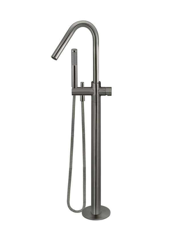 Round Pinless Freestanding Bath Spout and Hand Shower - Shadow Gunmetal (SKU: MB09PN-PVDGM) by Meir