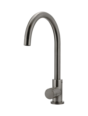 Round Gooseneck Kitchen Mixer Tap with Pinless Handle - Shadow Gunmetal