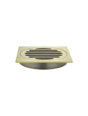 Square Floor Grate Shower Drain 100mm outlet - PVD Tiger Bronze