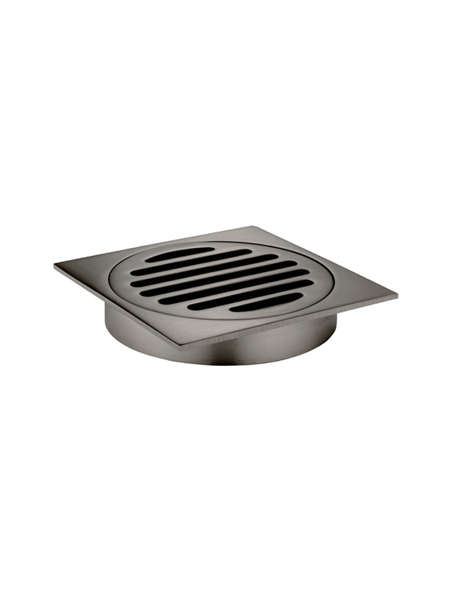Square Floor Grate Shower Drain 100mm outlet - Shadow Gunmetal (SKU: MP06-100-PVDGM) by Meir