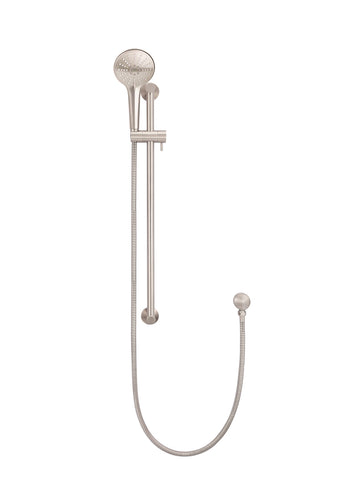 Round Three Function Hand Shower on Rail Column - Champagne