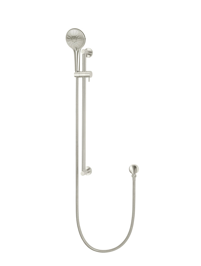 Round Three Function Hand Shower on Rail Column - PVD Brushed Nickel (SKU: MZ0402-PVDBN) by Meir