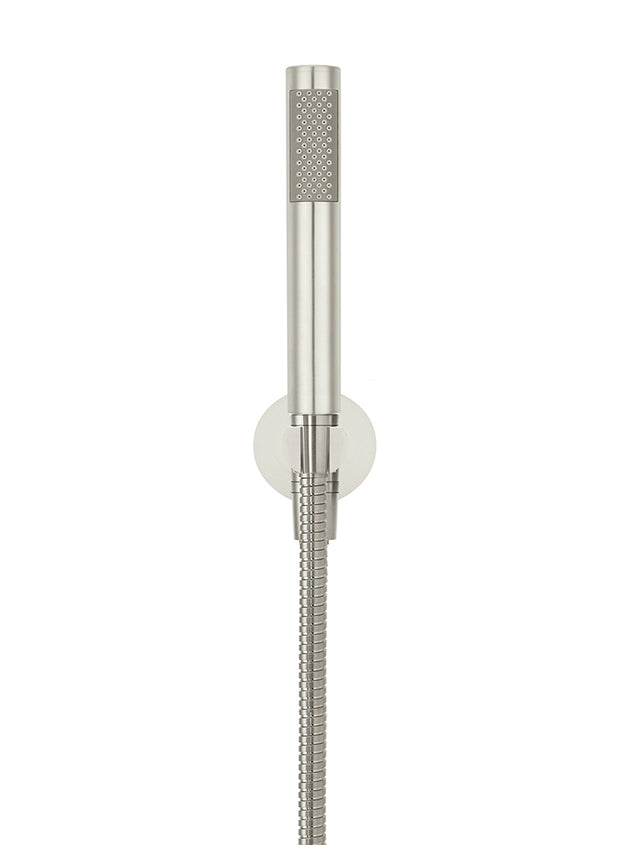 Round Hand Shower on Fixed Bracket - PVD Brushed Nickel (SKU: MZ08-R-PVDBN) by Meir