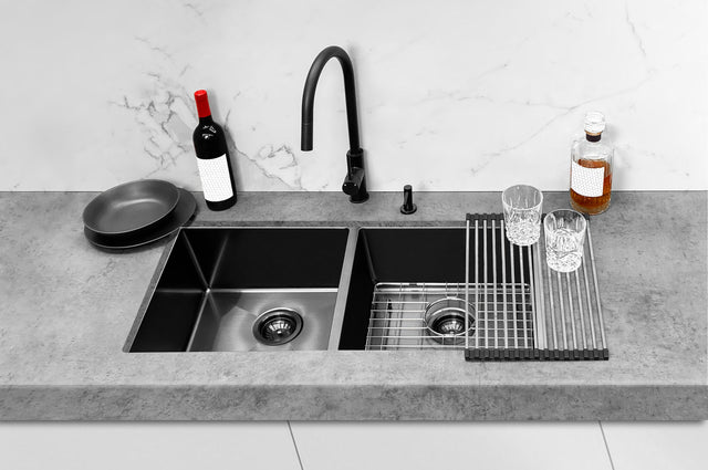 Lavello Kitchen Sink - Double Bowl 860 x 440 - PVD - Gunmetal Black (SKU: MKSP-D860440-PVDGM) by Meir