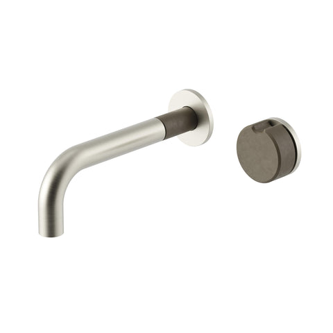 Meir X Nood Co. Alchemy Series Progressive Wall Mixer Set - Brushed Nickel x Olive