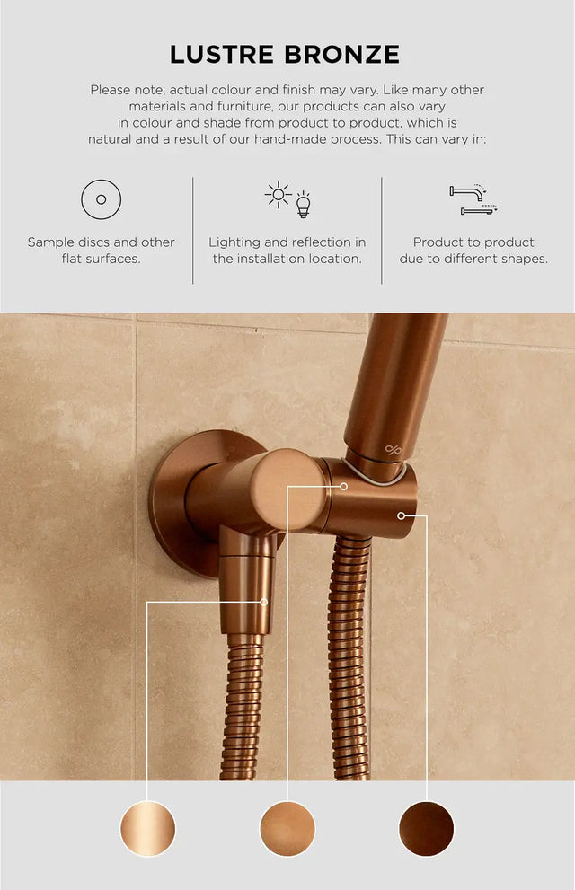 Round Three Function Hand Shower on Fixed Bracket - PVD Lustre Bronze (SKU: MZ08-PVDBZ) by Meir