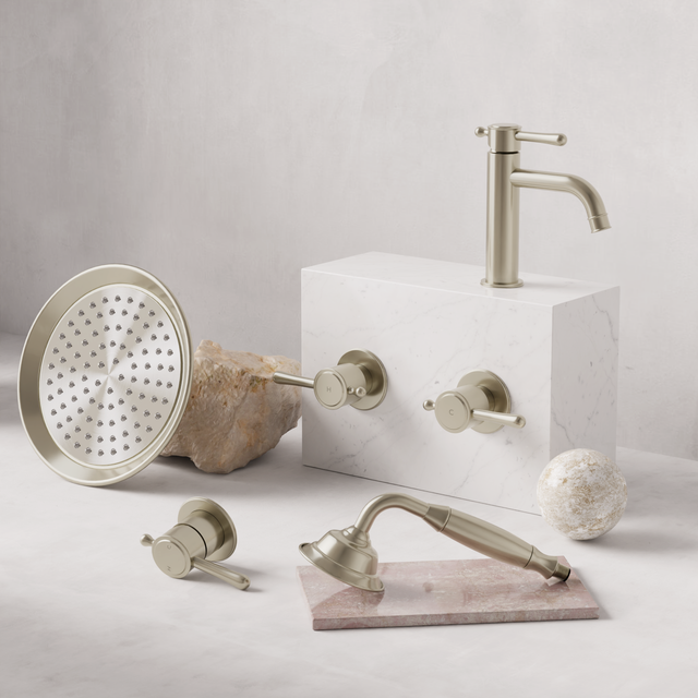 Harrington Quarter Turn Wall Tap Set - Default Title (SKU: HW06-PVDBN) by Meir