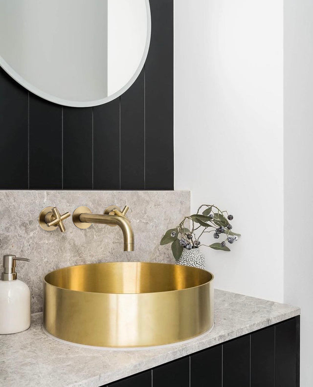 Lavello Round Steel Bathroom Basin 380 x 110 - Default Title (SKU: MBRP-380110-PVDBB) by Meir