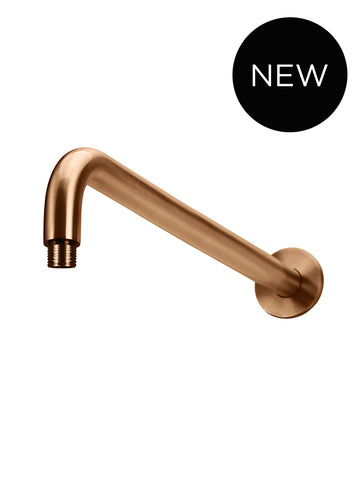 Round Wall Shower Curved Arm 400mm - Lustre Bronze