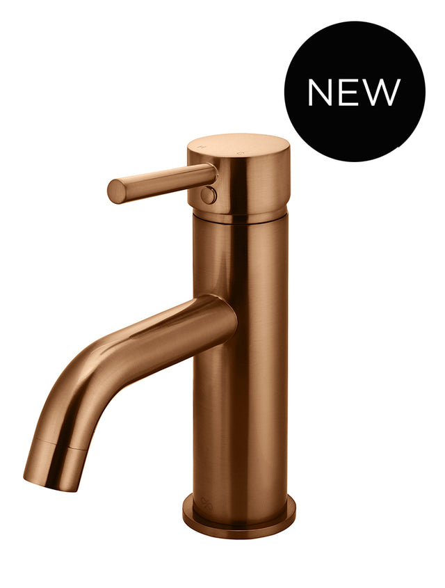 Round Basin Mixer Curved - PVD Lustre Bronze (SKU: MB03-PVDBZ) by Meir