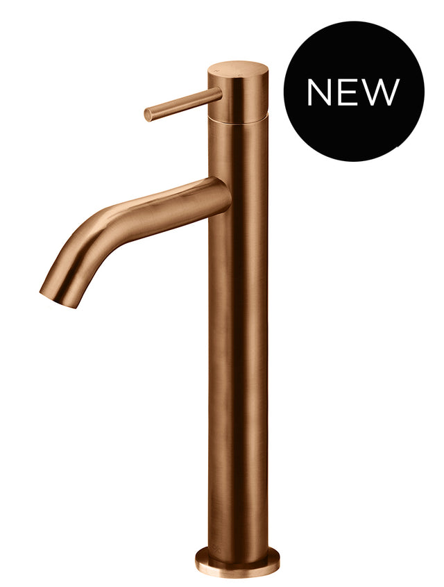 Piccola Tall Basin Mixer Tap with 130mm Spout - Lustre Bronze